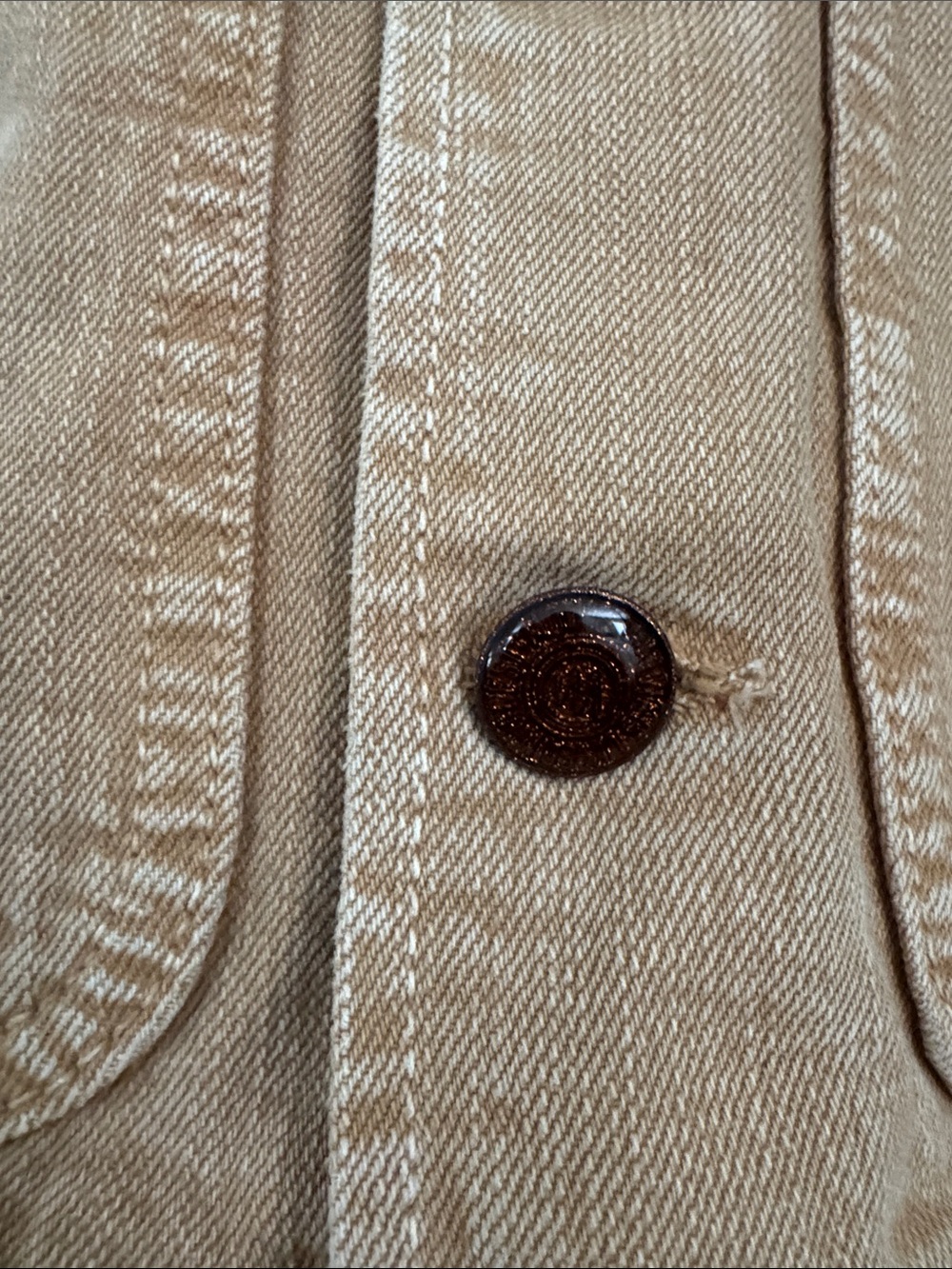 MOTHER DENIM Brown Canvas Work Jacket with Dark Brown Leather Collar - Picture 2 of 4
